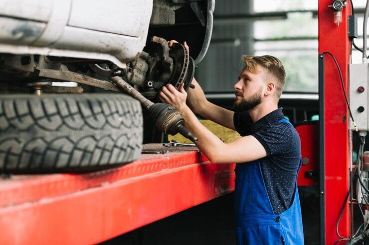 mechanic fixing a truck